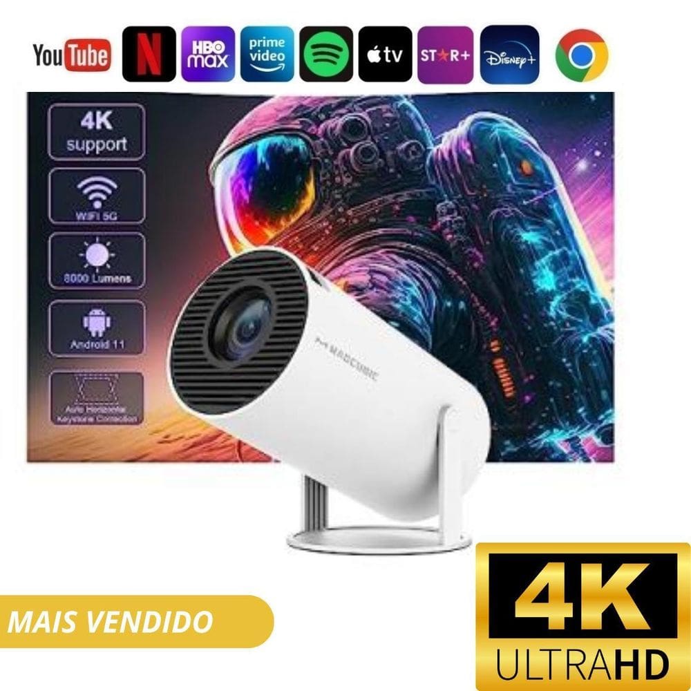 Mini Projetor Portátil 4K Para Home Theater