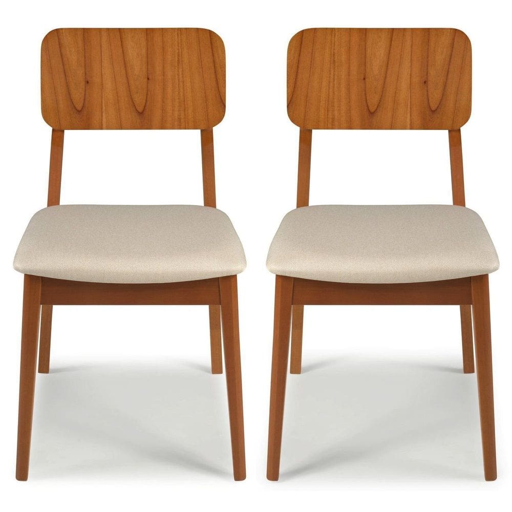 Kit 2 Cadeiras Sala de Jantar com Encosto Multilaminado Uno Castanho/Bege