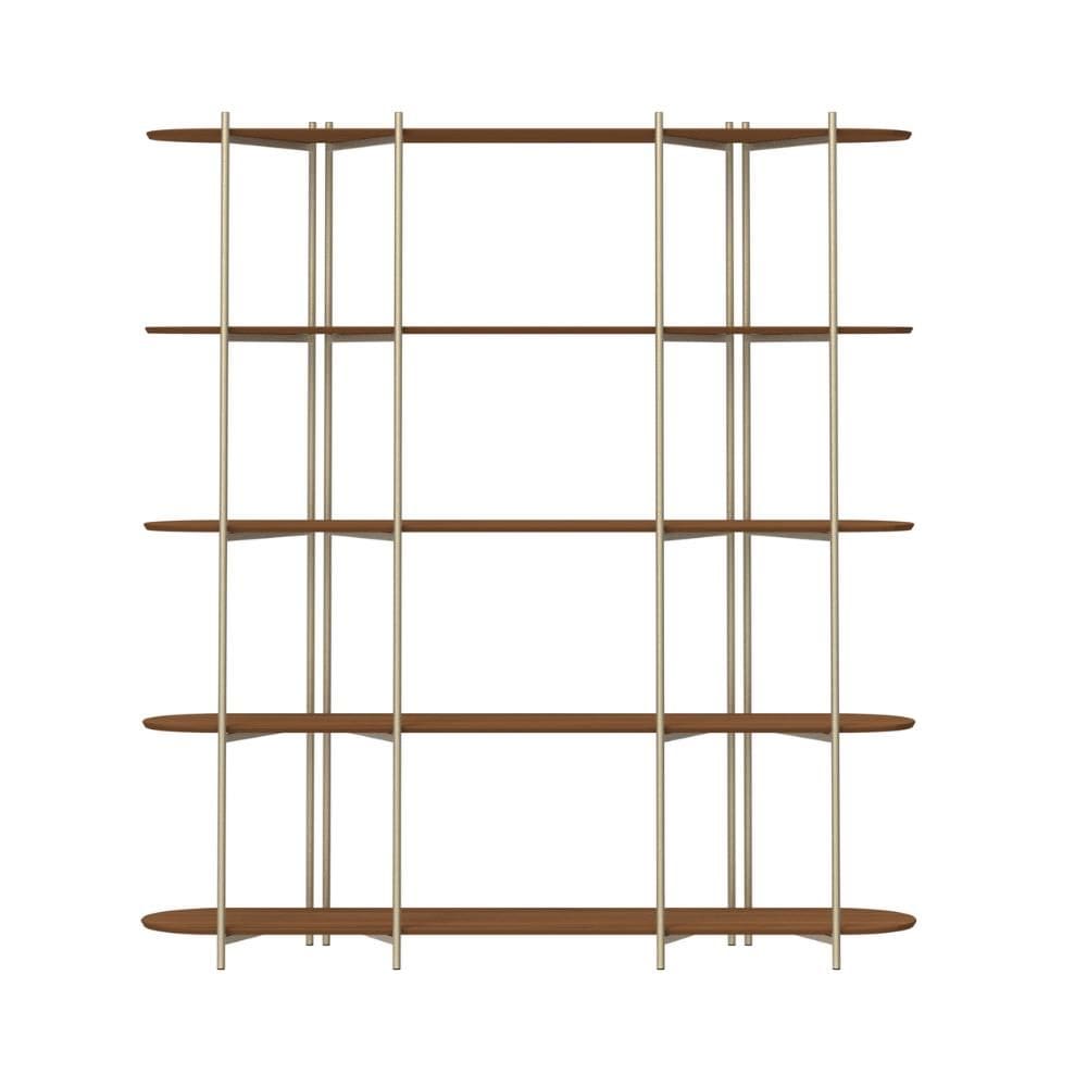 Estante de Livros Enya 180 cm – 5 Prateleiras, Aço Carbono e MDF