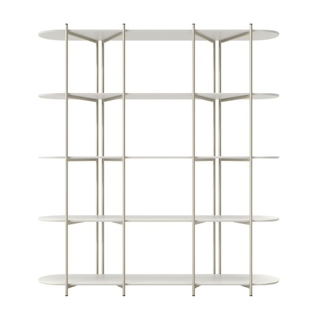 Estante de Livros Enya 180 cm – 5 Prateleiras, Aço Carbono e MDF