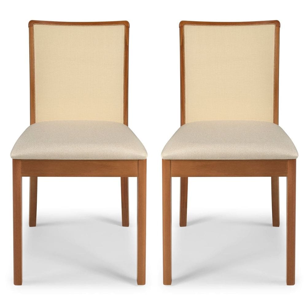 Conjunto 2 Cadeiras Sala de Jantar com Tela Sintética Slim Castanho