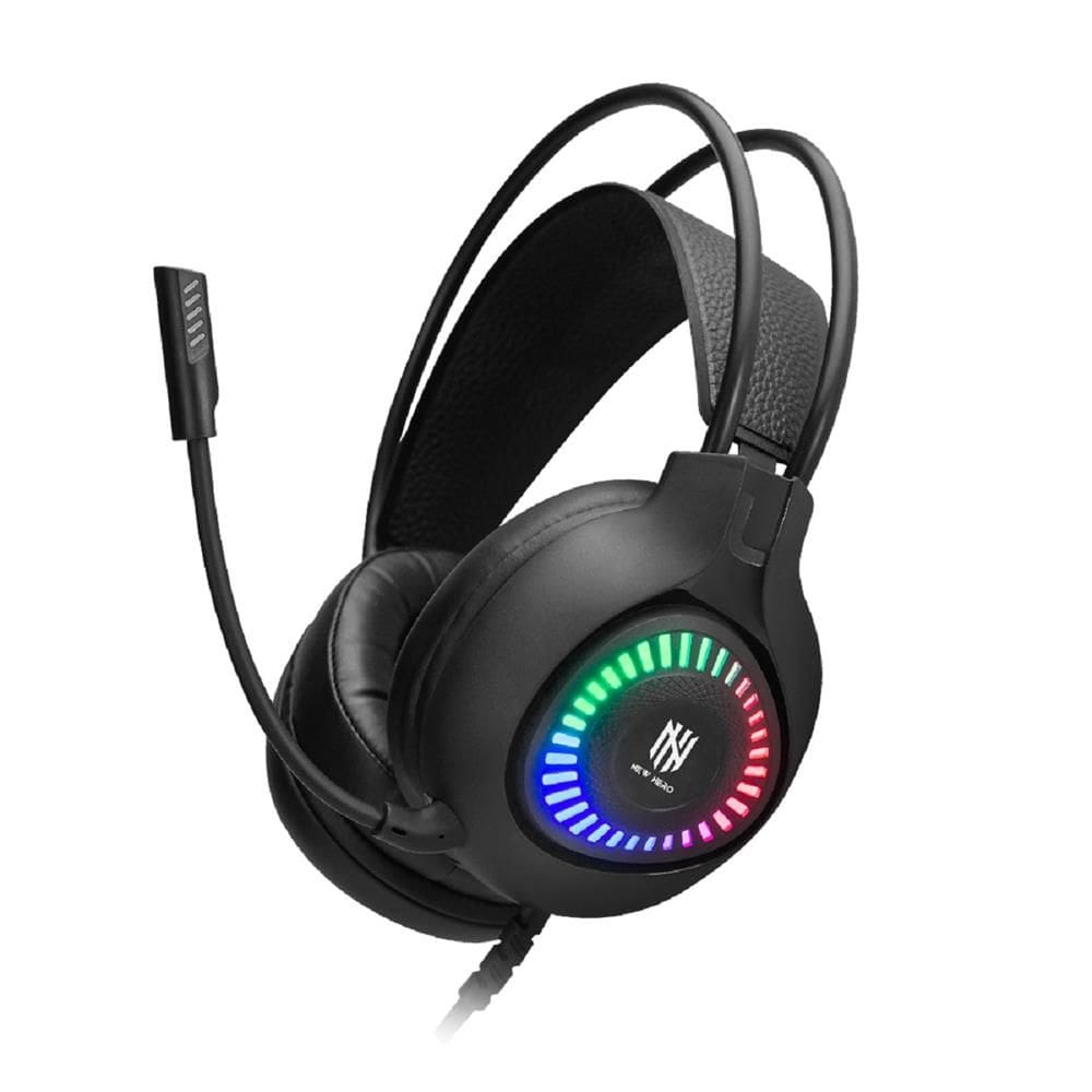 Headset Gamer New Hero Striker, RGB, Conector 3.5mm, Drivers de 50mm, Múltiplas Plataformas, Preto