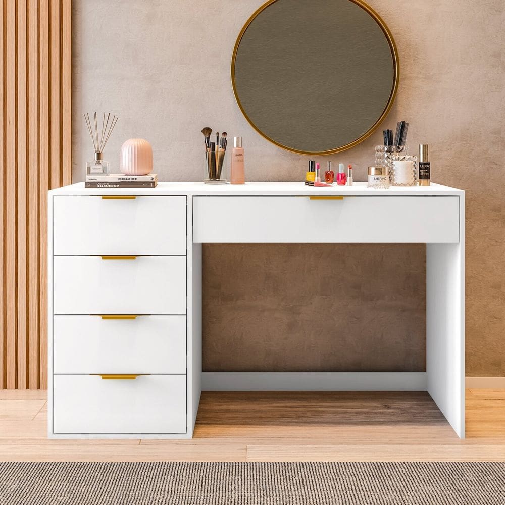 Penteadeira com Porta Objetos e 5 Gavetas Vita Branco