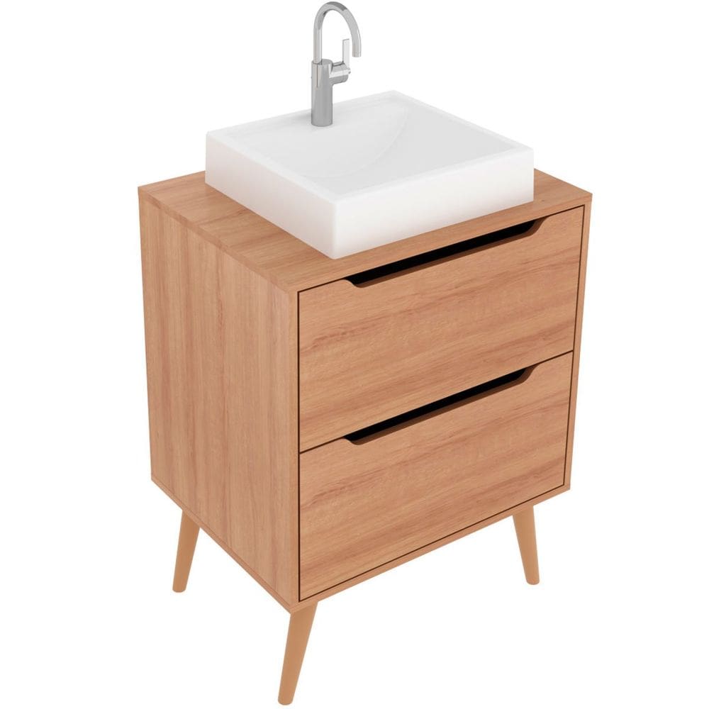Gabinete para Banheiro 60 cm 2 Gavetas com Cuba Robin