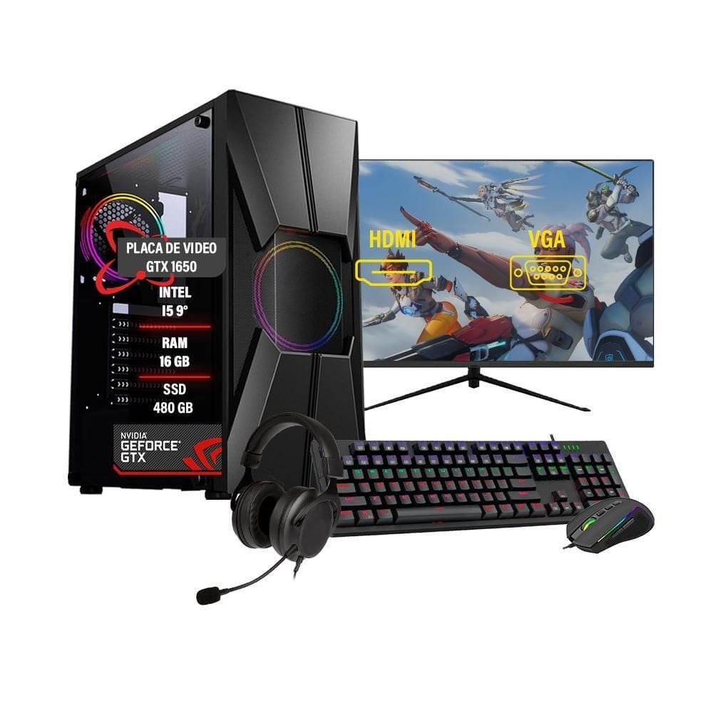 Pc Gamer Completo I5 9 Memória 16Gb Ssd 480Gb Gtx 1650