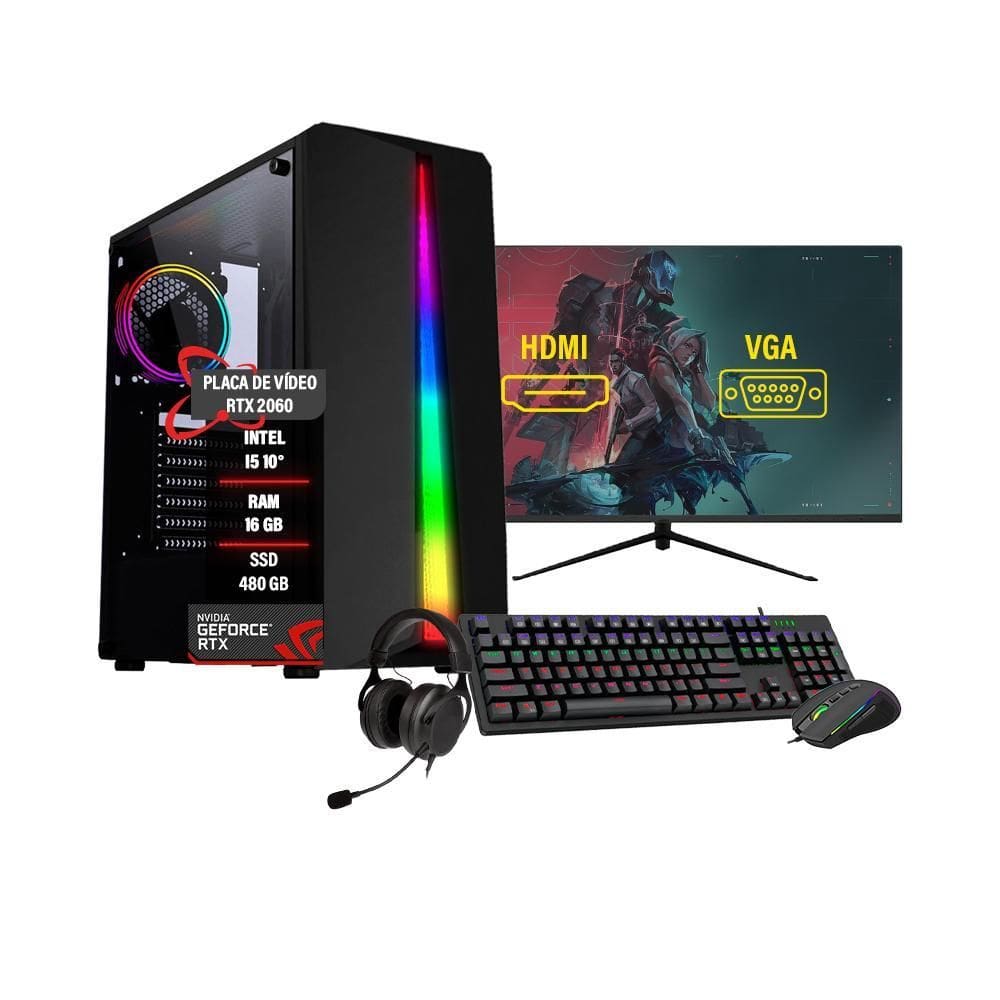 Pc Gamer Completo Intel Core I5 10 Rtx 2060 16Gb Ssd 500Gb
