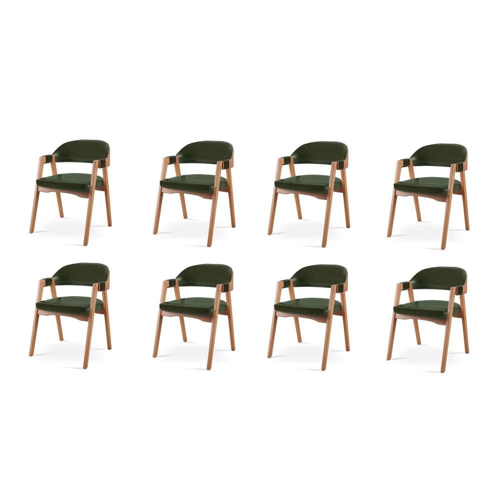 Kit 8 Cadeiras para Mesa de Jantar Gaia Verde/Marrom