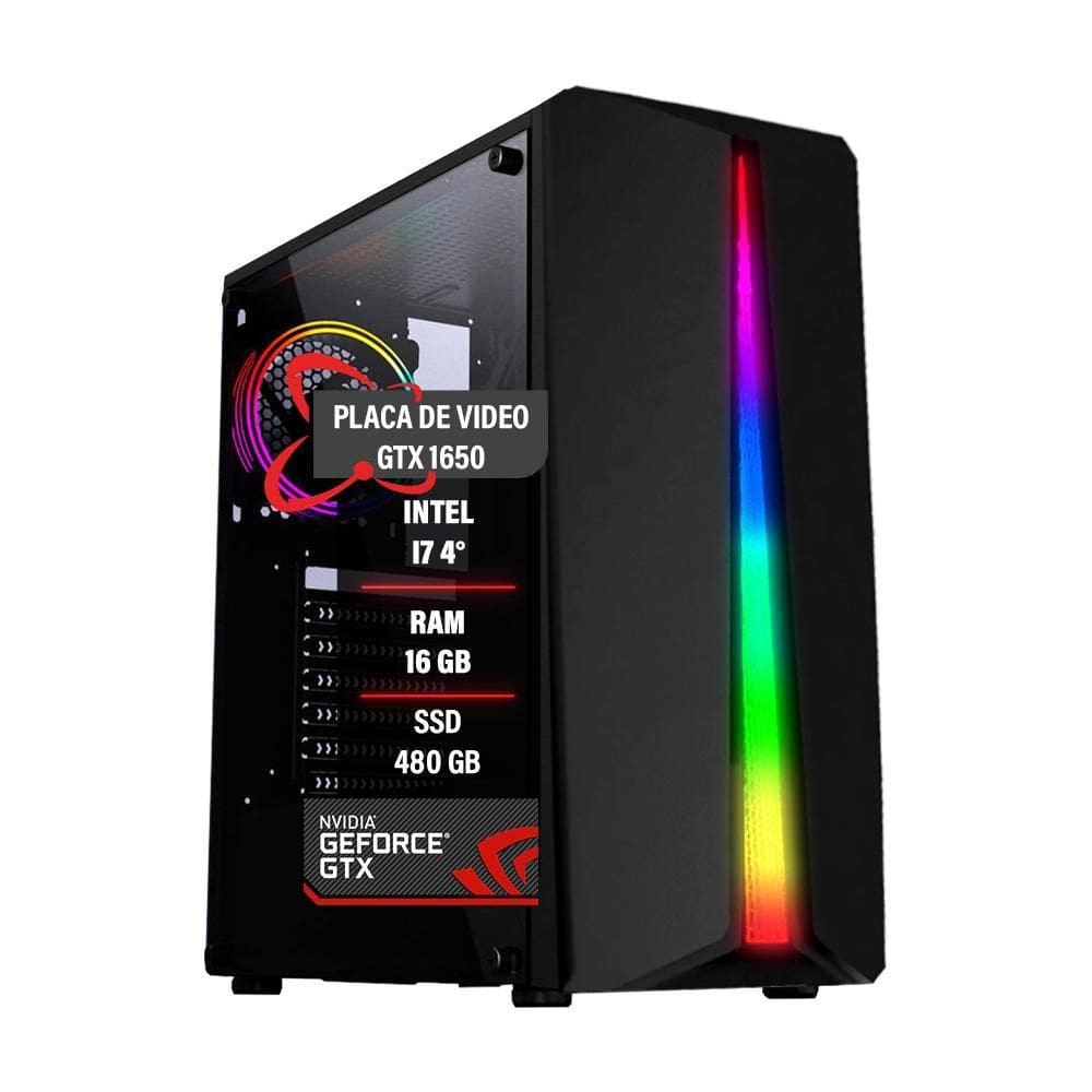 Pc Gamer Intel I7 4 Gtx 1650 Memória Ram 16Gb Ssd 480Gb
