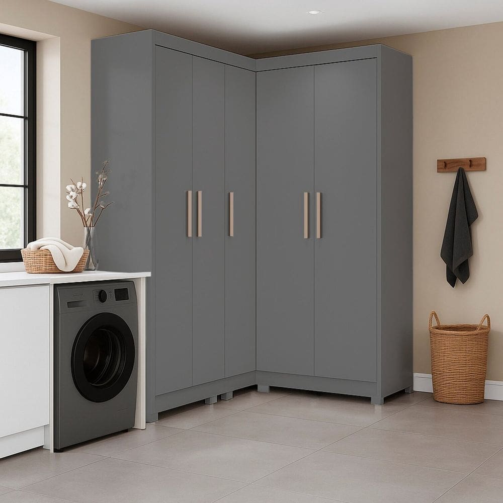 Armário Modulação Lavanderia 5 Portas com Pés Aurora Onix