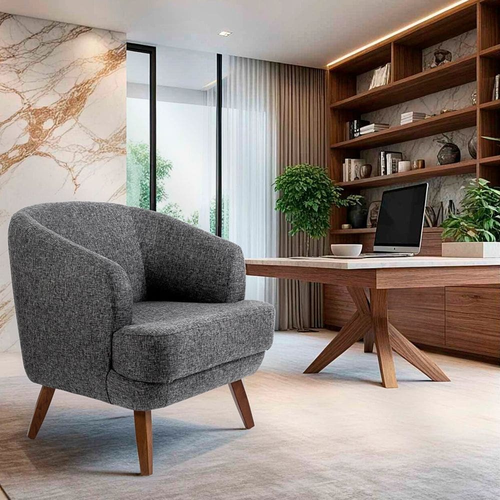 Poltrona para Sala de Estar Pés Madeira Betania Preto Mesclado