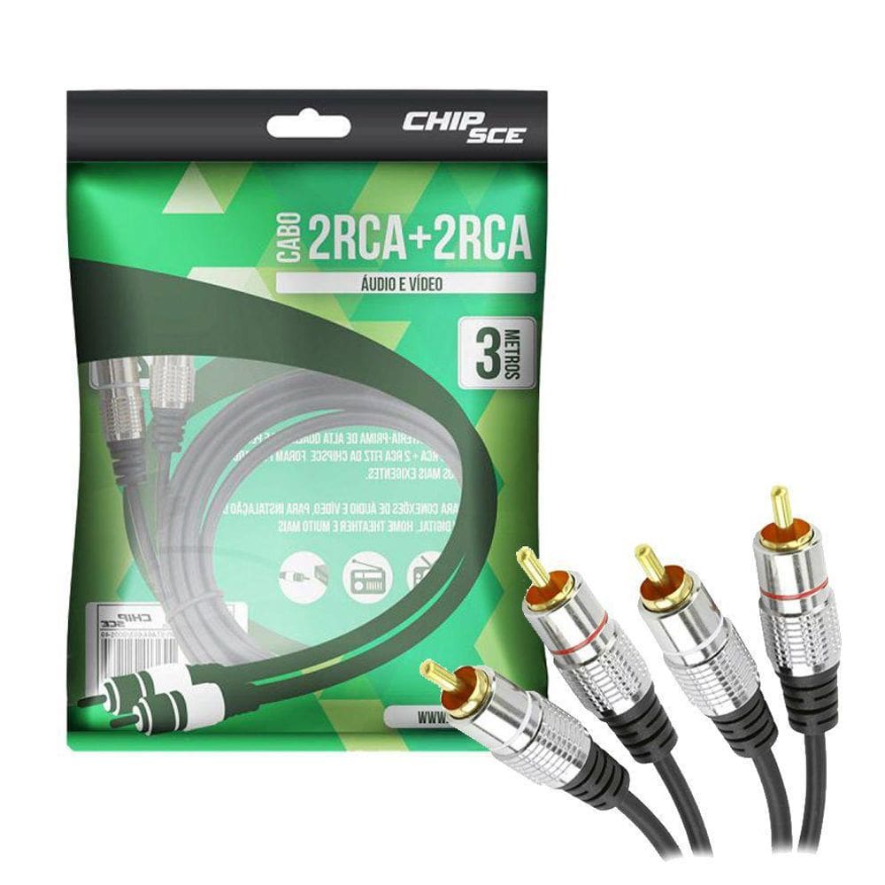 Cabo Rca Fitz - 2 + 2 Rca Plug Metal - 3 M