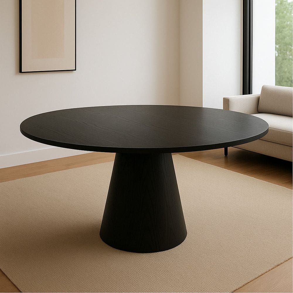 Mesa de Jantar Cone Redonda Laminado em Madeira 120cm Cairo Preto