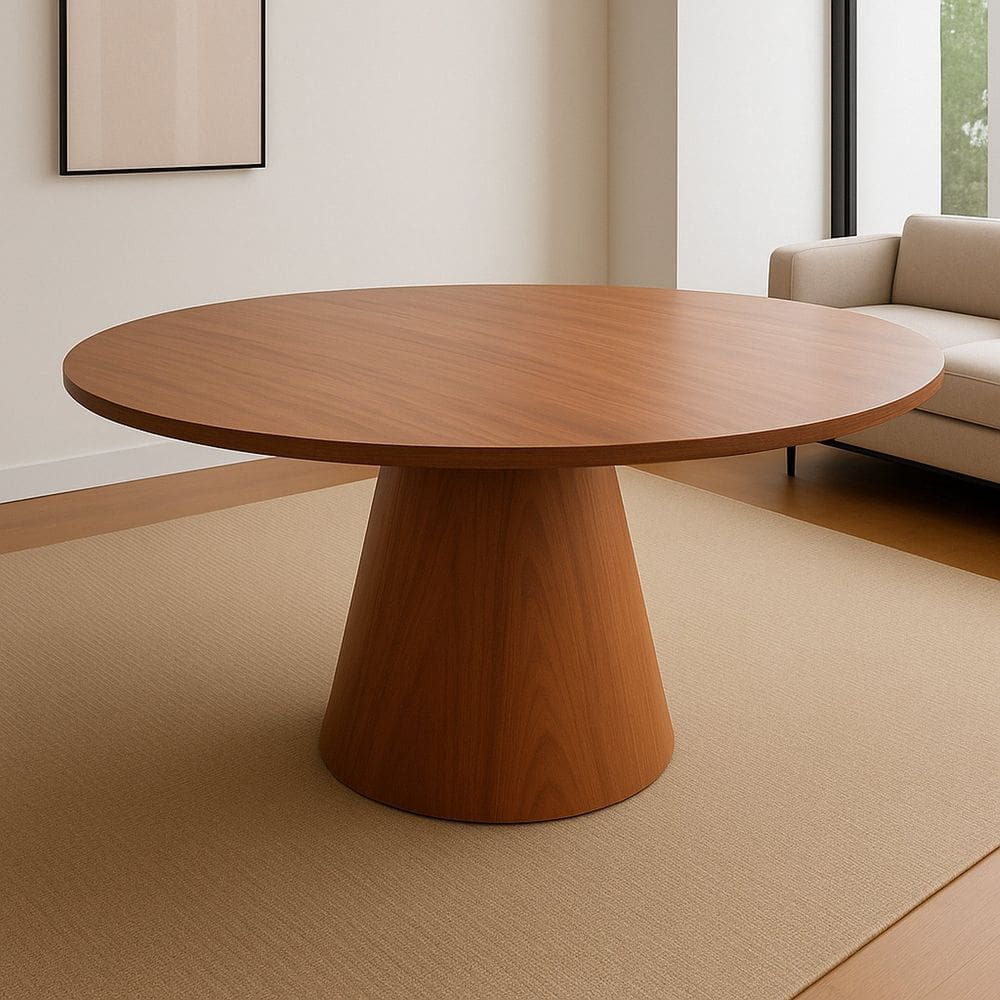Mesa de Jantar Cone Redonda Laminado em Madeira 120cm Cairo Castanho Mel