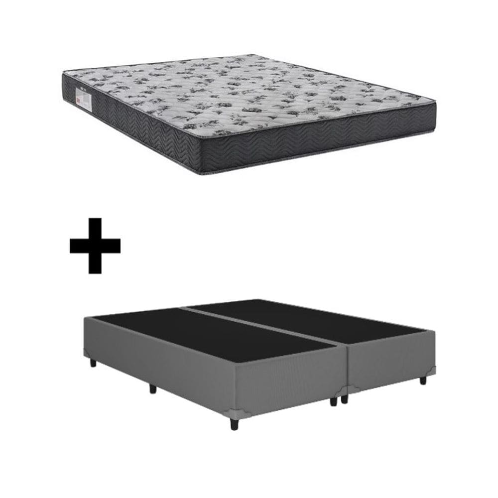 Cama Base Box Queen Bipartido Cinza Colchão ISO 100 D33 - Ortobom