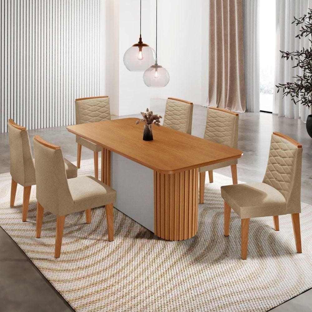 Mesa De Jantar Aspen Com 6 Cadeiras Eloise Moderna Mobília Turim 07