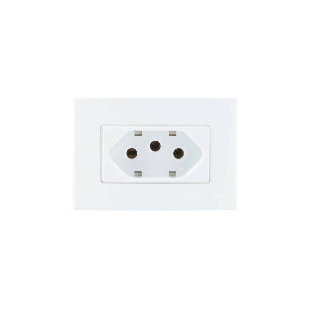 Placa Para Móveis 65x45 Com Tomada Margirius Sleek 2p+t 10a Branca