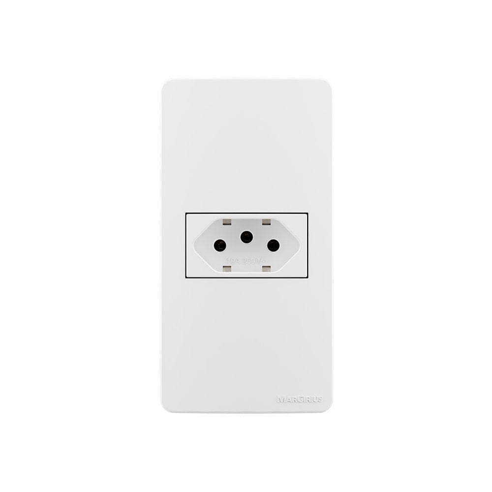 Placa Para Condulete Caixa 1” Com Tomada Margirius Sleek 2p+t 10a Branca Branco