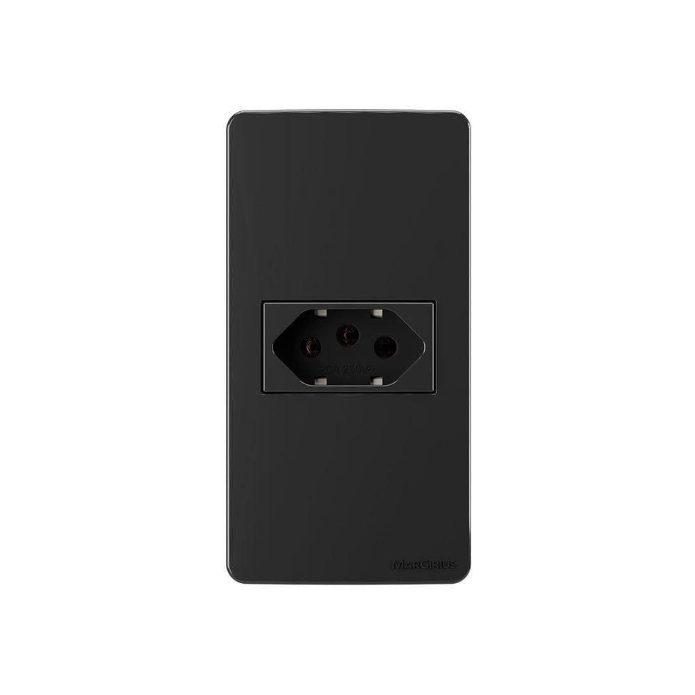 Placa Para Condulete Caixa 1” Com Tomada Margirius Sleek 2p+t 20a Preto Ebony Preto