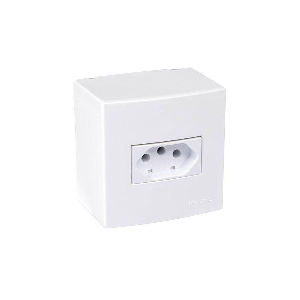 Caixa De Sobrepor 75x75 Com Tomada Margirius Sleek 2p+t 20a Branca
