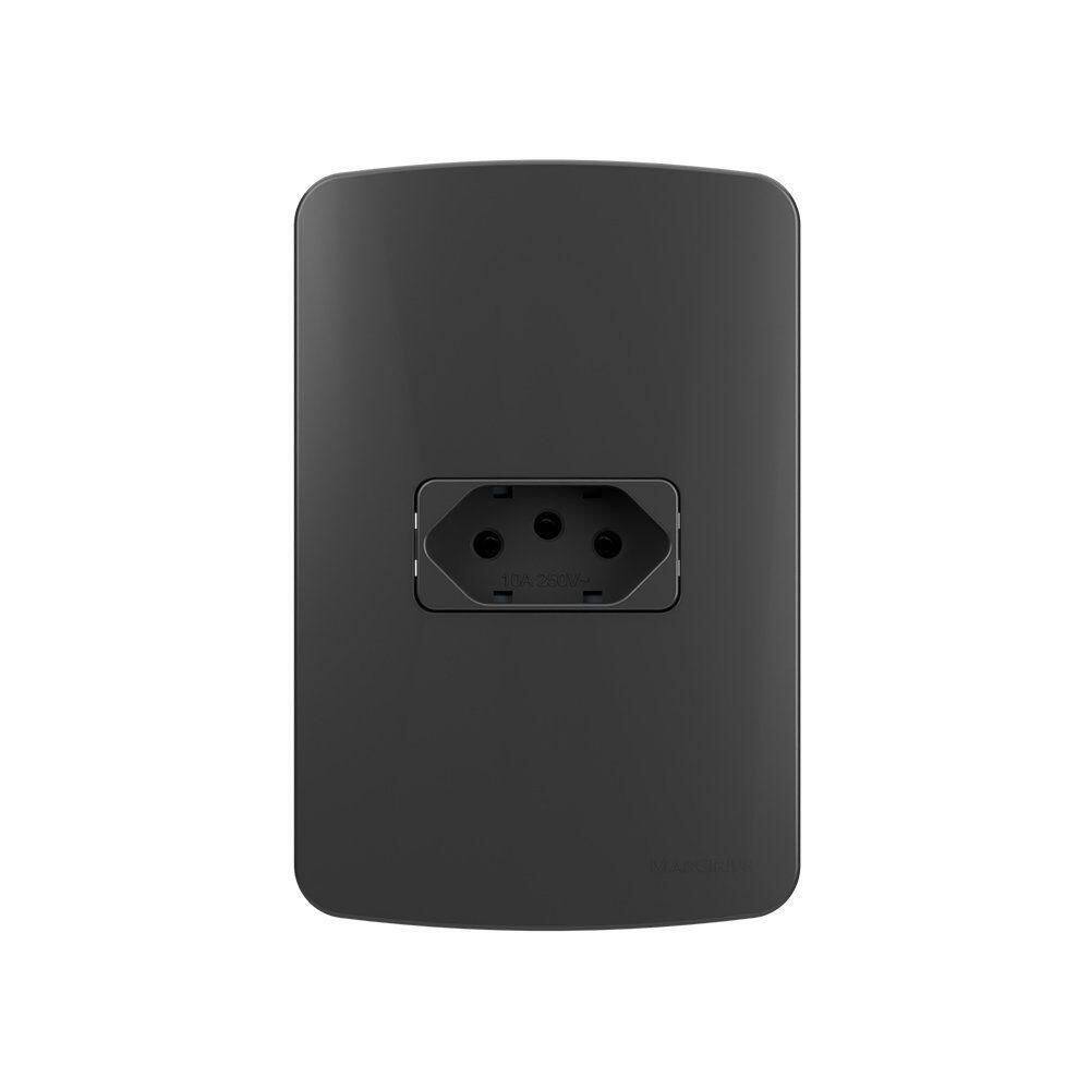 Tomada Margirius B3 Colors 2p+t 10a Com Placa 4x2 Grafite