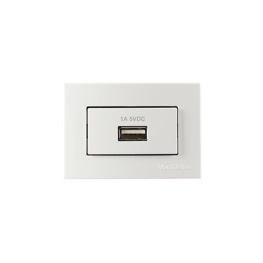Placa Para Móveis 65x45 Com Tomada Carregador Usb-a Margirius Sleek 1a 5w Branca