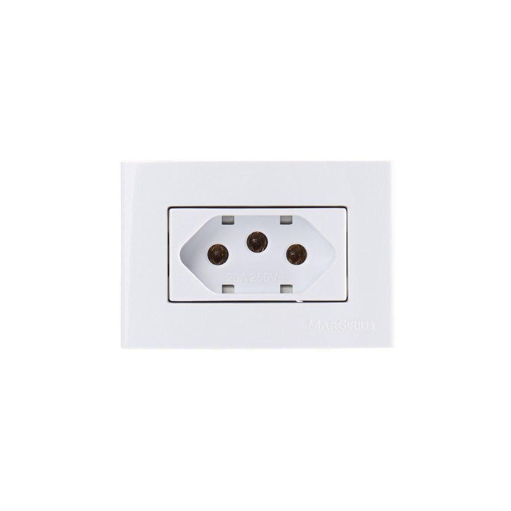 Placa Para Móveis 65x45 Com Tomada Margirius Sleek 2p+t 20a Branca