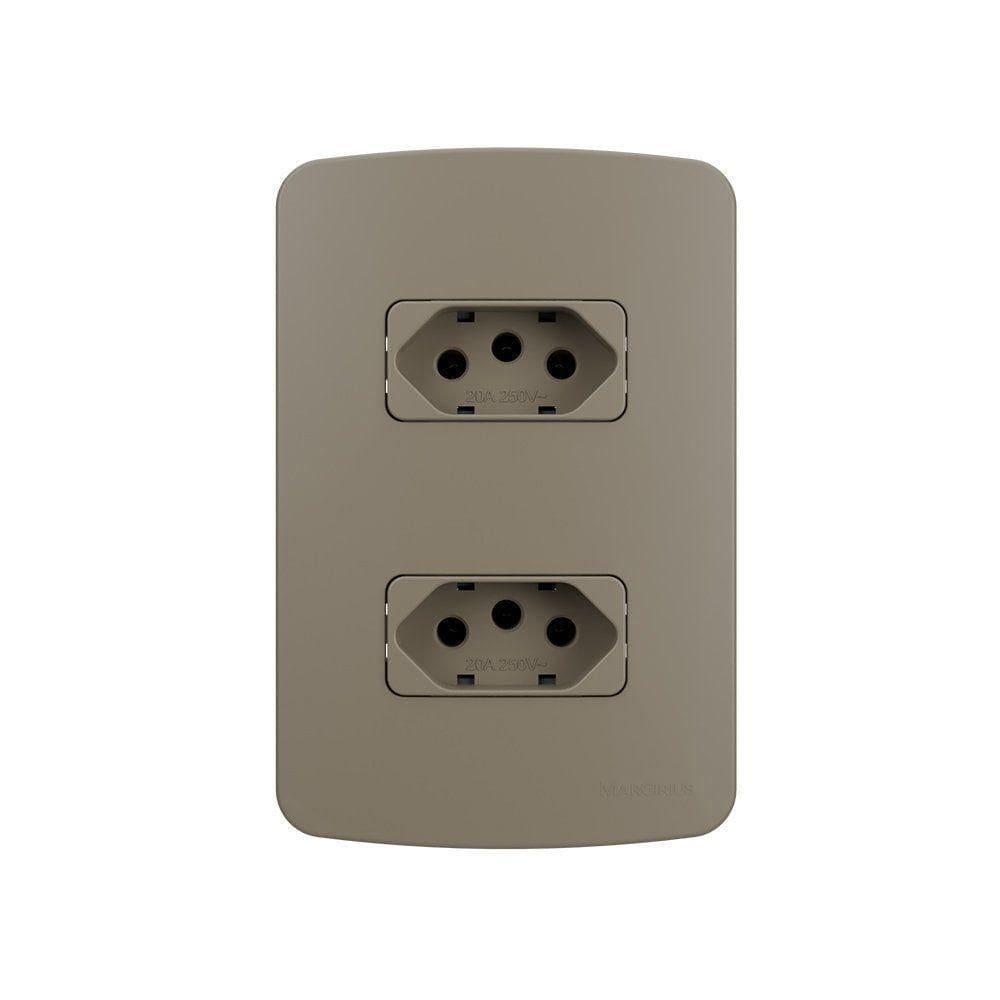 Tomada Dupla Margirius B3 Colors 2p+t 20a Com Placa 4x2 Argila
