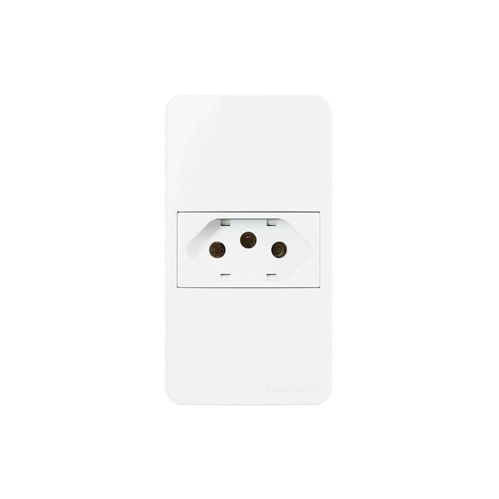Placa Para Condulete Caixa 3/4” Com Tomada Margirius Sleek 2p+t 20a Branca Branco