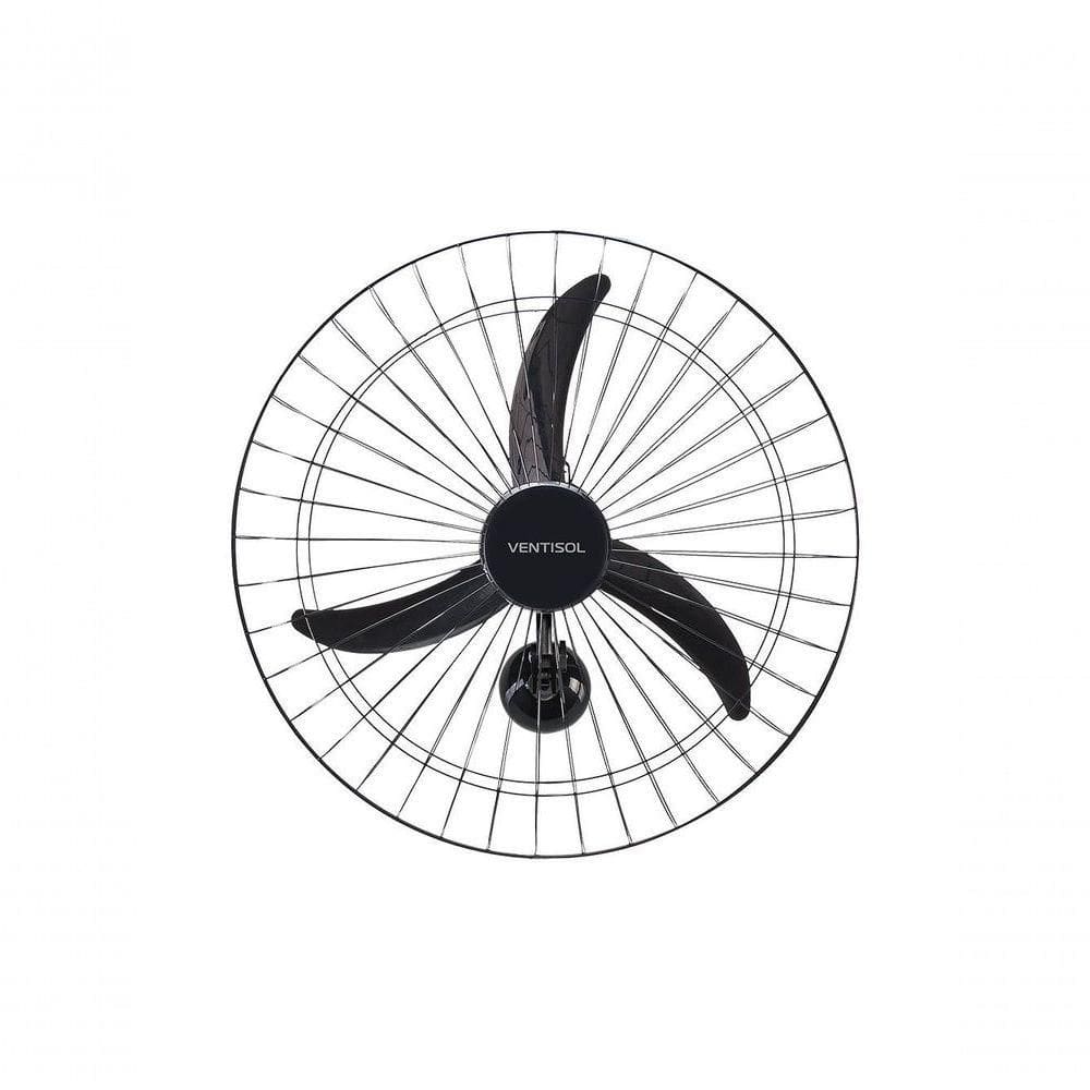 Ventilador De Parede Ventisol Oscilante 60cm Metal Preto 1400rpm Bivolt