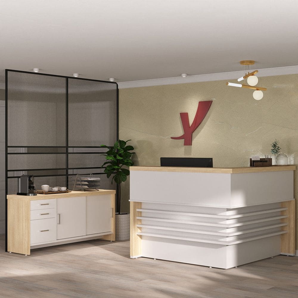 Conjunto Escritório: Balcão Atendimento 6210 + Balcão 6206