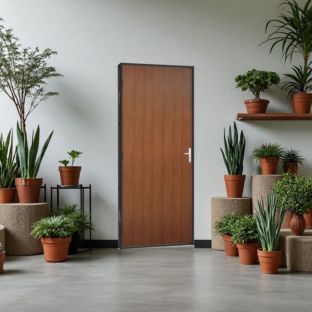 Kit Porta Madeira Com Batente Aço Tradição -215 x 81 Cm  R-120 - Mogno