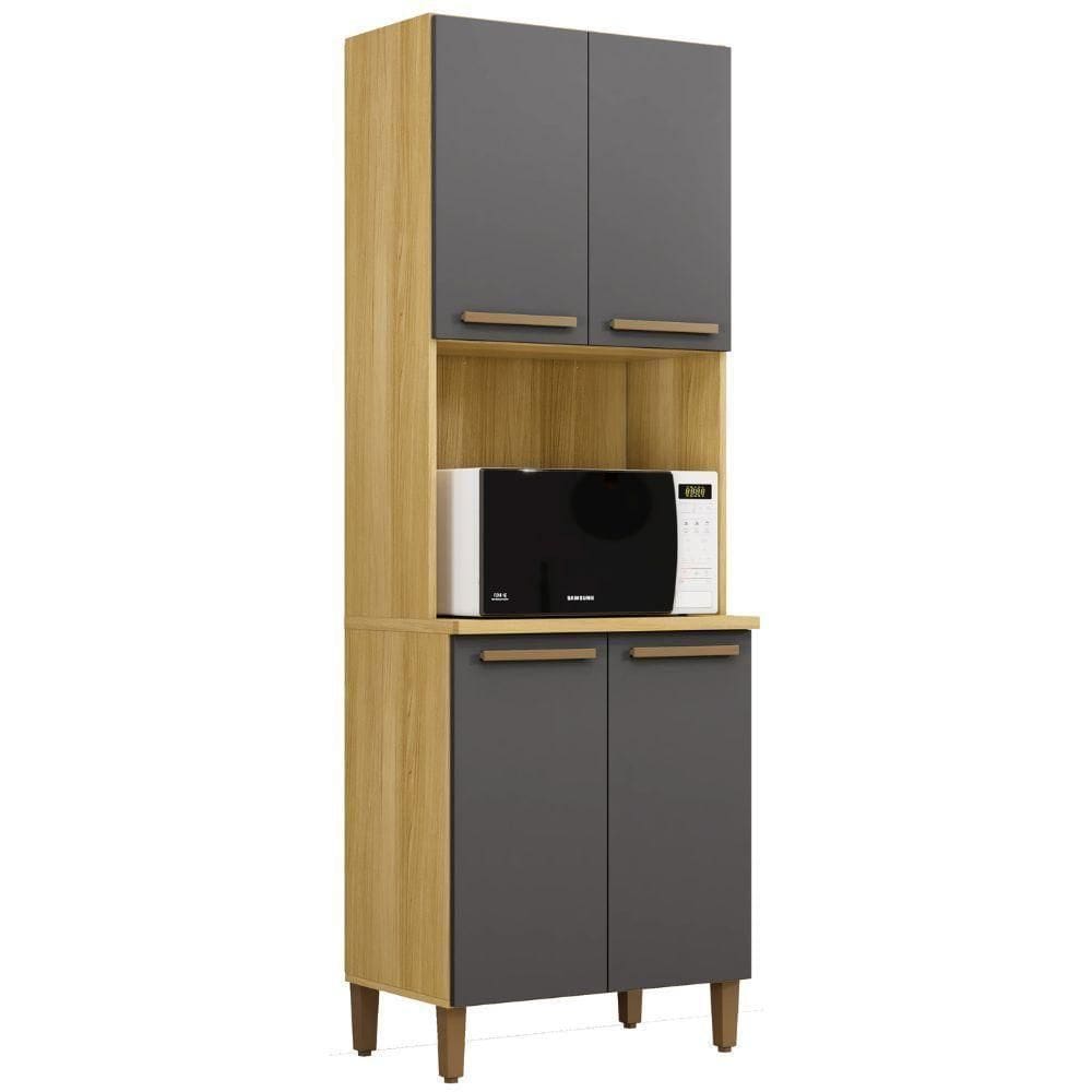 Paneleiro Romano 4 Portas Cinamomo Grafite Arte Móveis