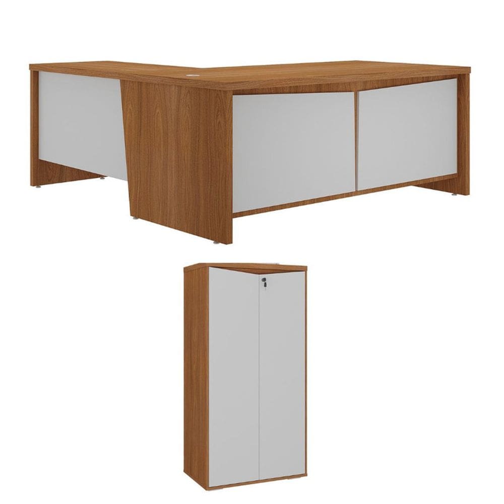 Conjunto Escritório: Mesa Chefia 6300 + Balcão 6288