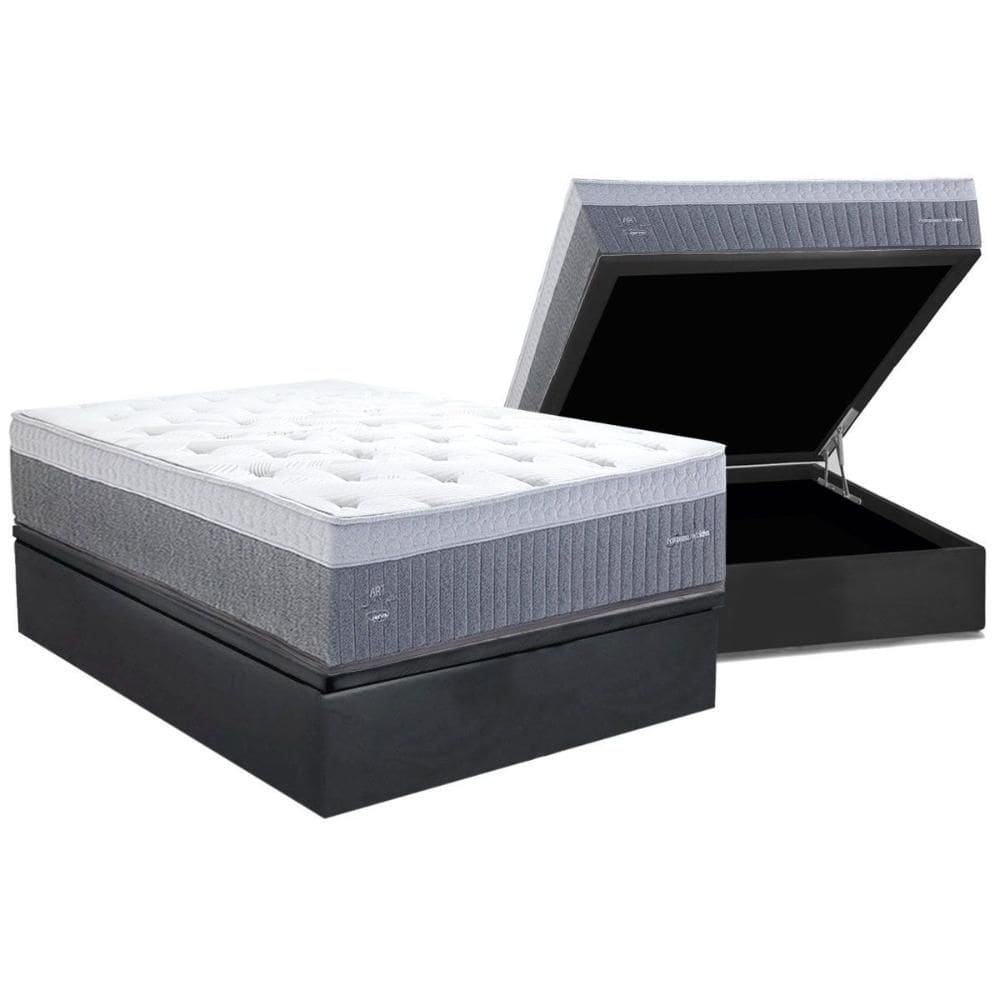 Cama Box Baú Casal: Colchão Molas Molas Ensacadas Ensacadas Herval C1739 + Base CRC Suede Gray (138x188)