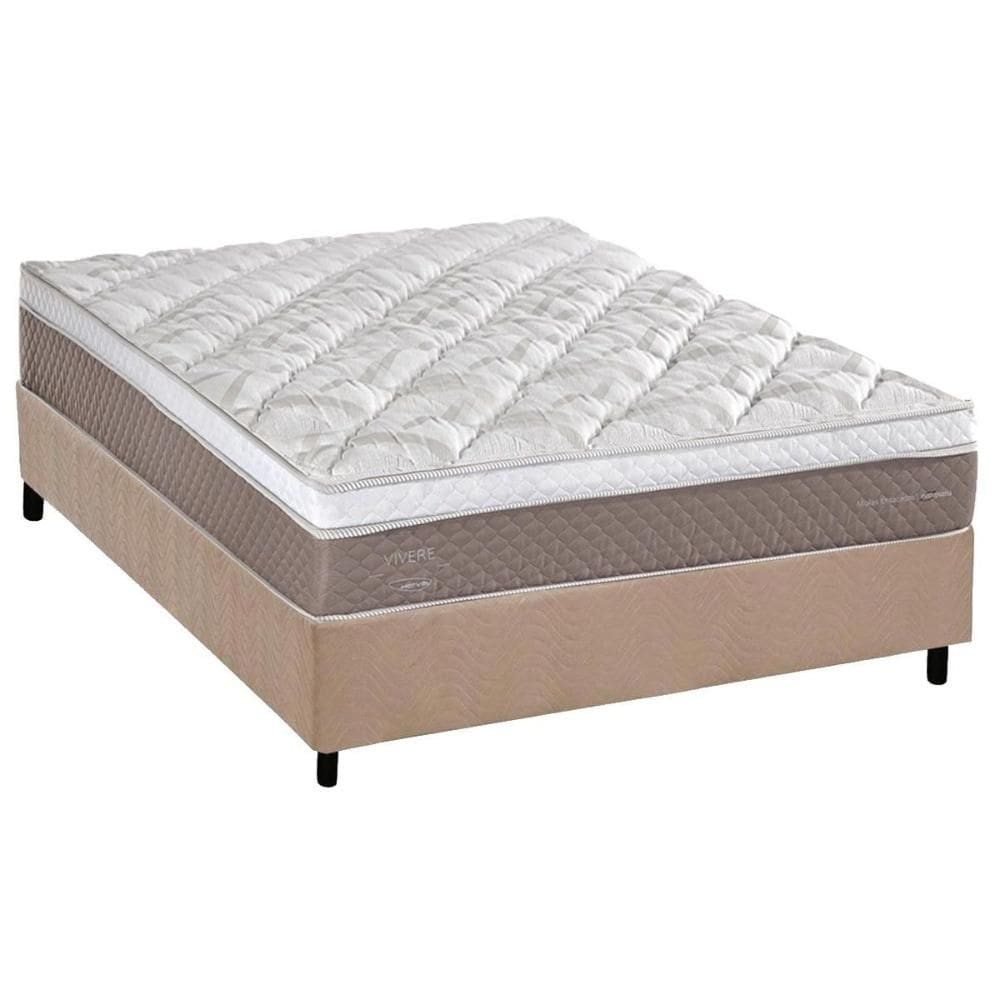 Cama Box Casal: Colchão Molas Molas Ensacadas Ensacadas Herval C1624 + Base CRC Suede Clean (138x188)