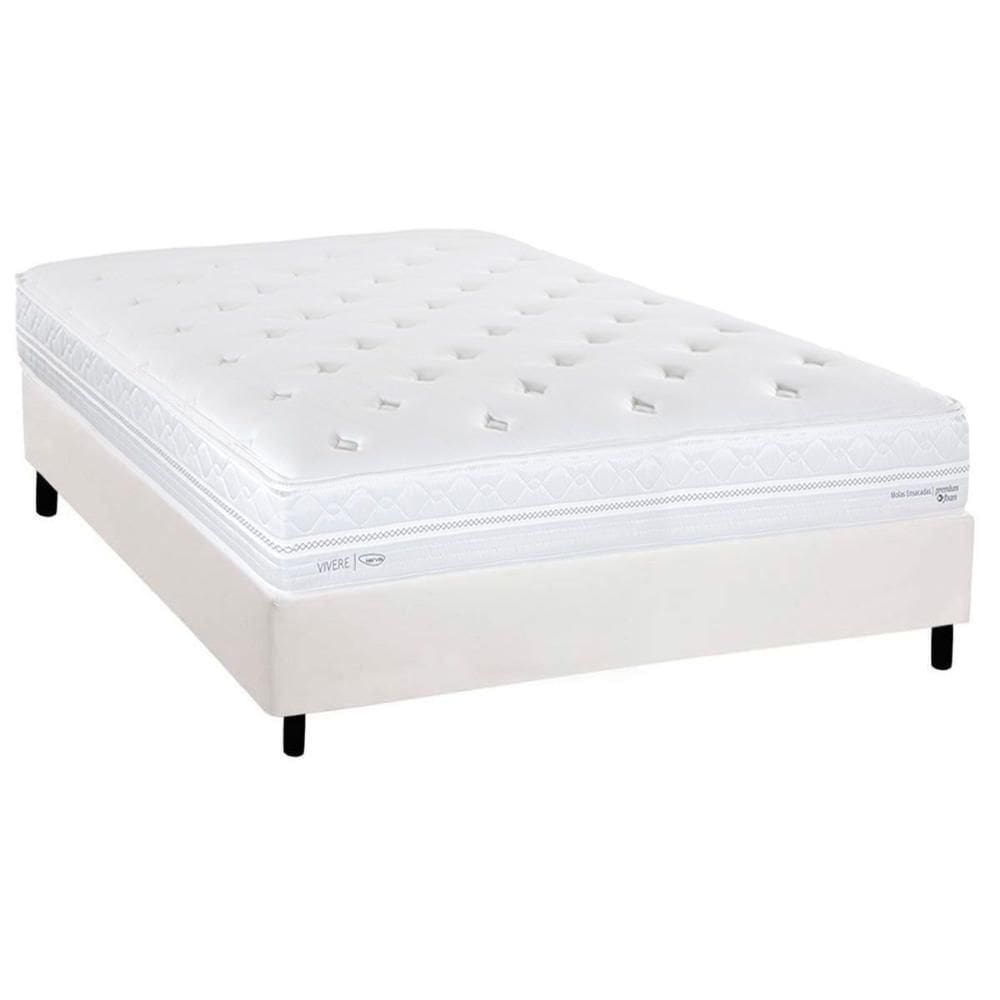 Cama Box Casal: Colchão Molas Molas Ensacadas Ensacadas Herval C1782 + Base CRC Corano White (138x188)