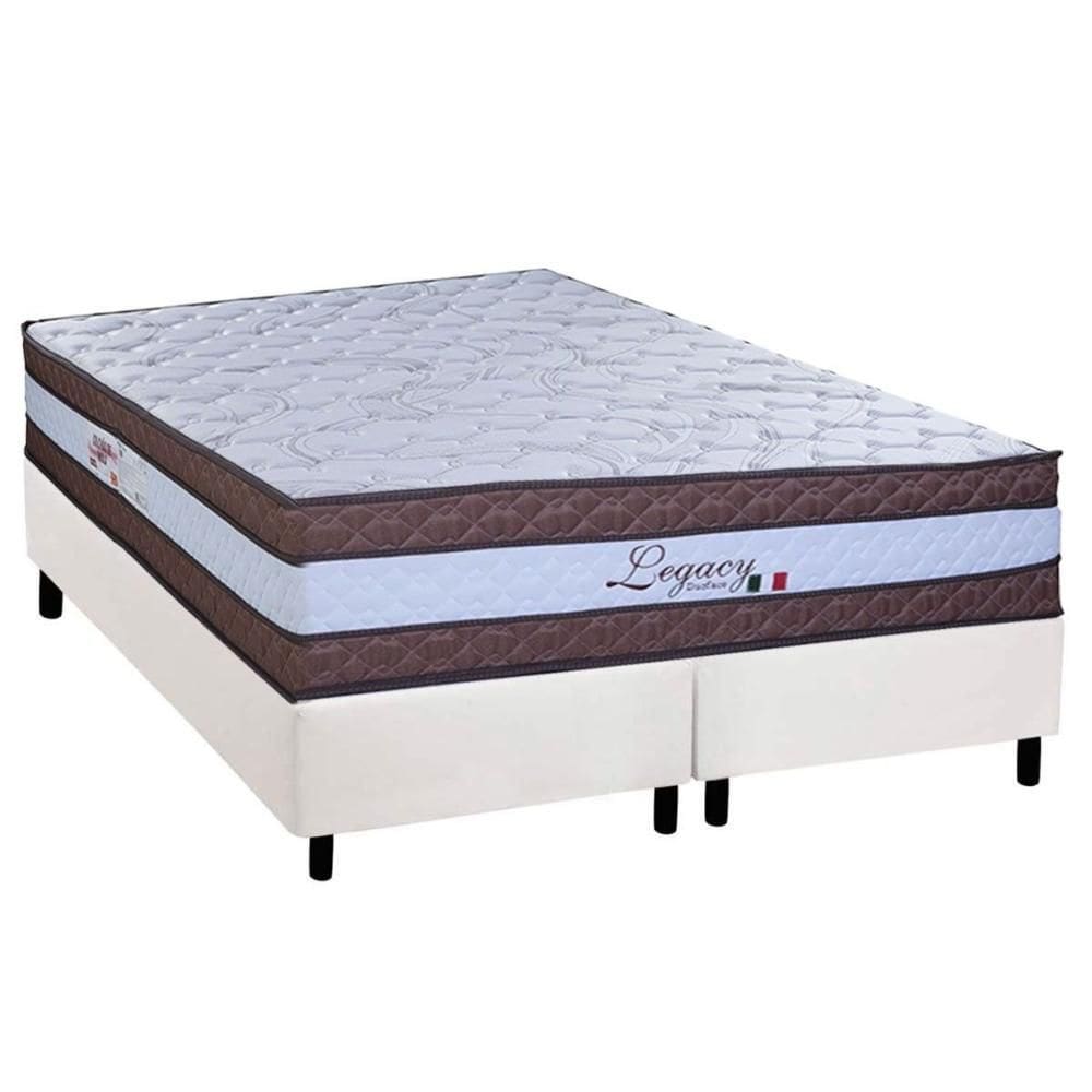Cama Box Queen: Colchão Molas Molas Ensacadas Ensacadas Paropas Legacy White + Base CRC Corano White (158x198)