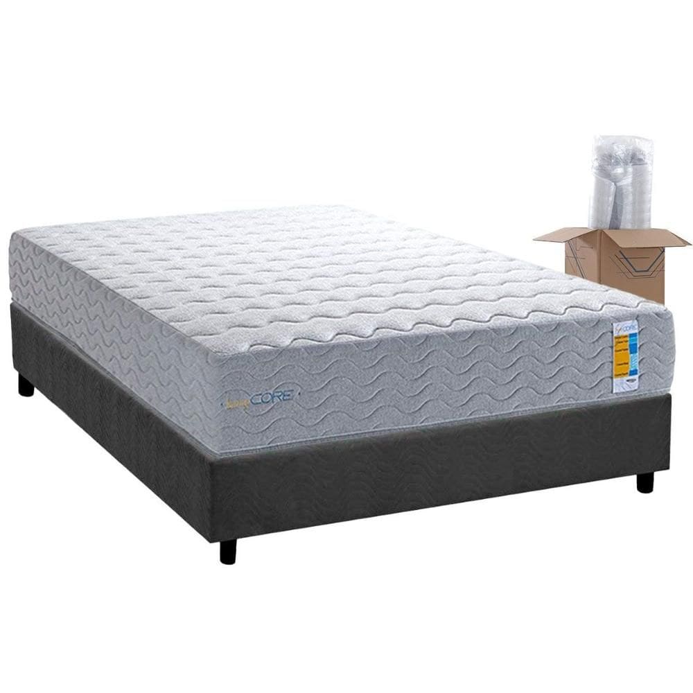 Cama Box Casal: Colchão Molas Molas Ensacadas Ensacadas Herval Bumpcore + Base CRC Suede Gray (138x188)