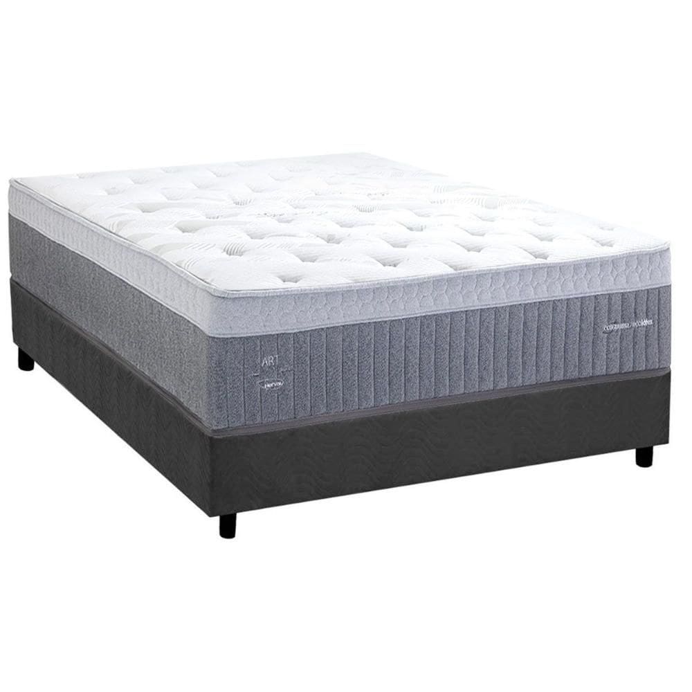 Cama Box Casal: Colchão Molas Molas Ensacadas Ensacadas Herval C1739 + Base CRC Suede Gray (138x188)