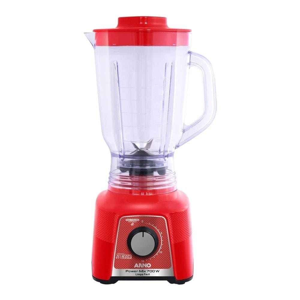 Liquidificador Arno Power Mix LQ34 - Copo de Plástico, 15 Velocidades + Pulsar, 700W, Vermelho