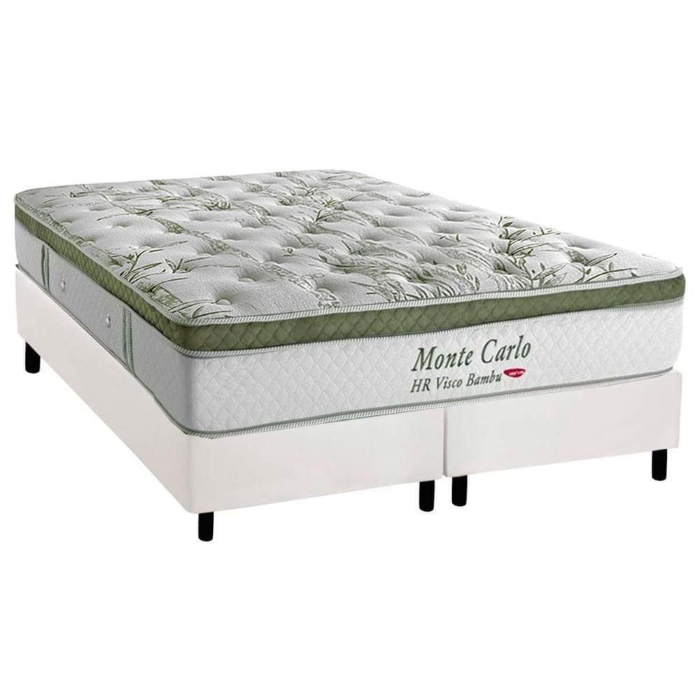 Cama Box King: Colchão Molas Molas Ensacadas Ensacadas Herval Monte Carlo Visco + Base CRC Corano White (193x203)