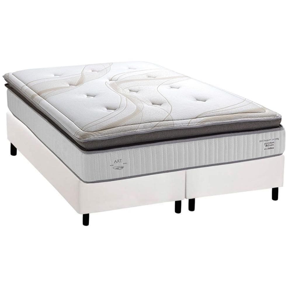 Cama Box King: Colchão Molas Ensacadas Herval C1725 + Base CRC Corano White (193x203)