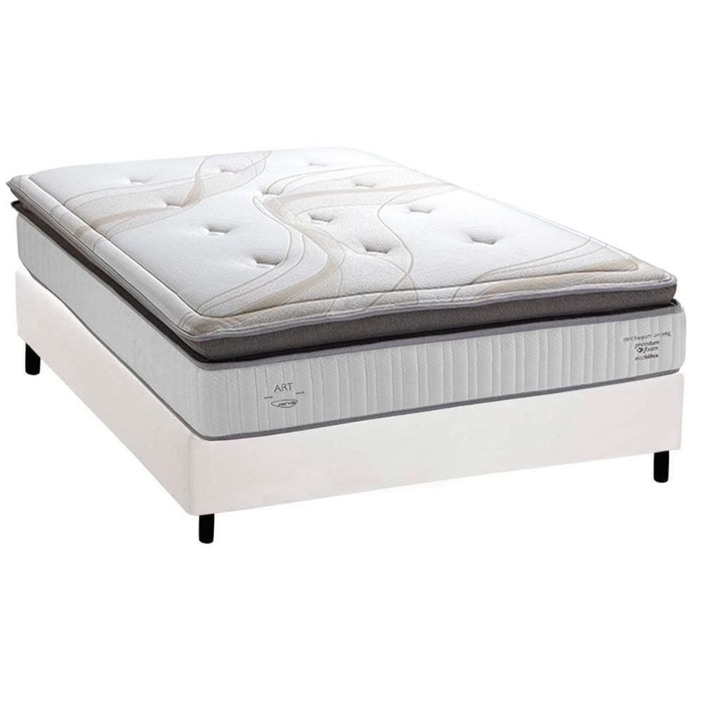 Cama Box Casal: Colchão Molas Molas Ensacadas Ensacadas Herval C1725 + Base CRC Corano White (138x188)