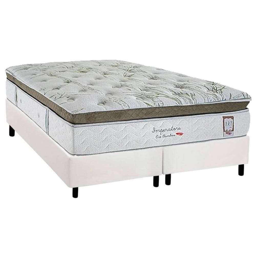 Cama Box King: Colchão Molas Molas Ensacadas Ensacadas Herval Imperatore Eco Bamboo + Base CRC Corano White (193x203)