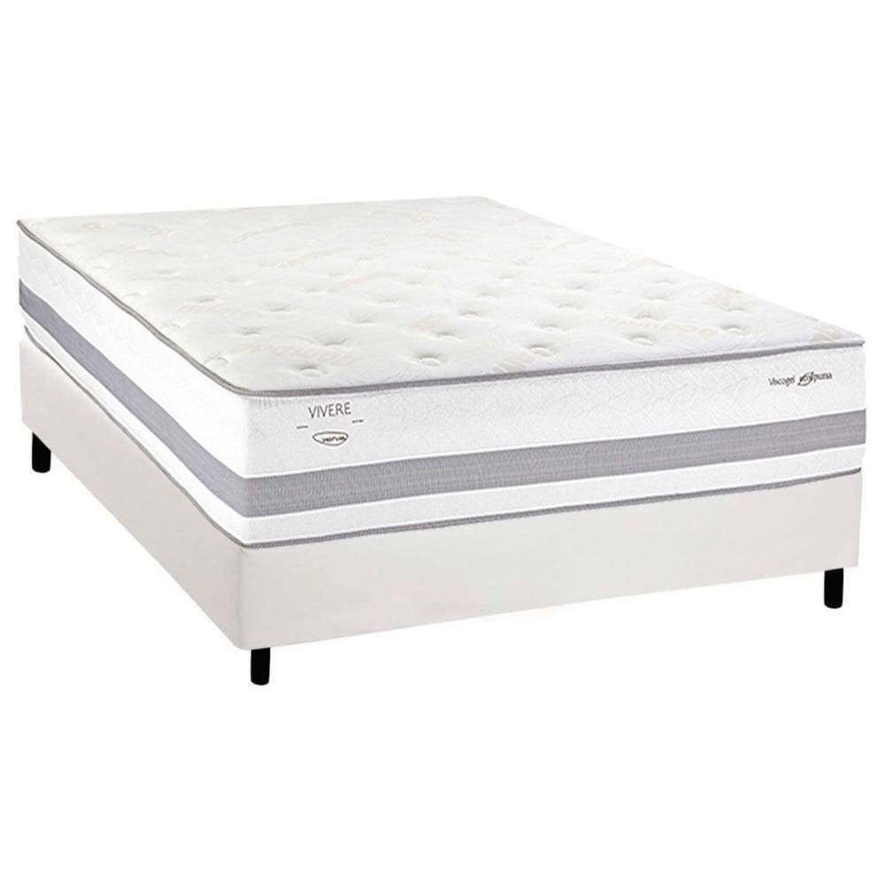 Cama Box Casal: Colchão Molas Molas Ensacadas Ensacadas Herval C1741 + Base CRC Corano White (138x188)