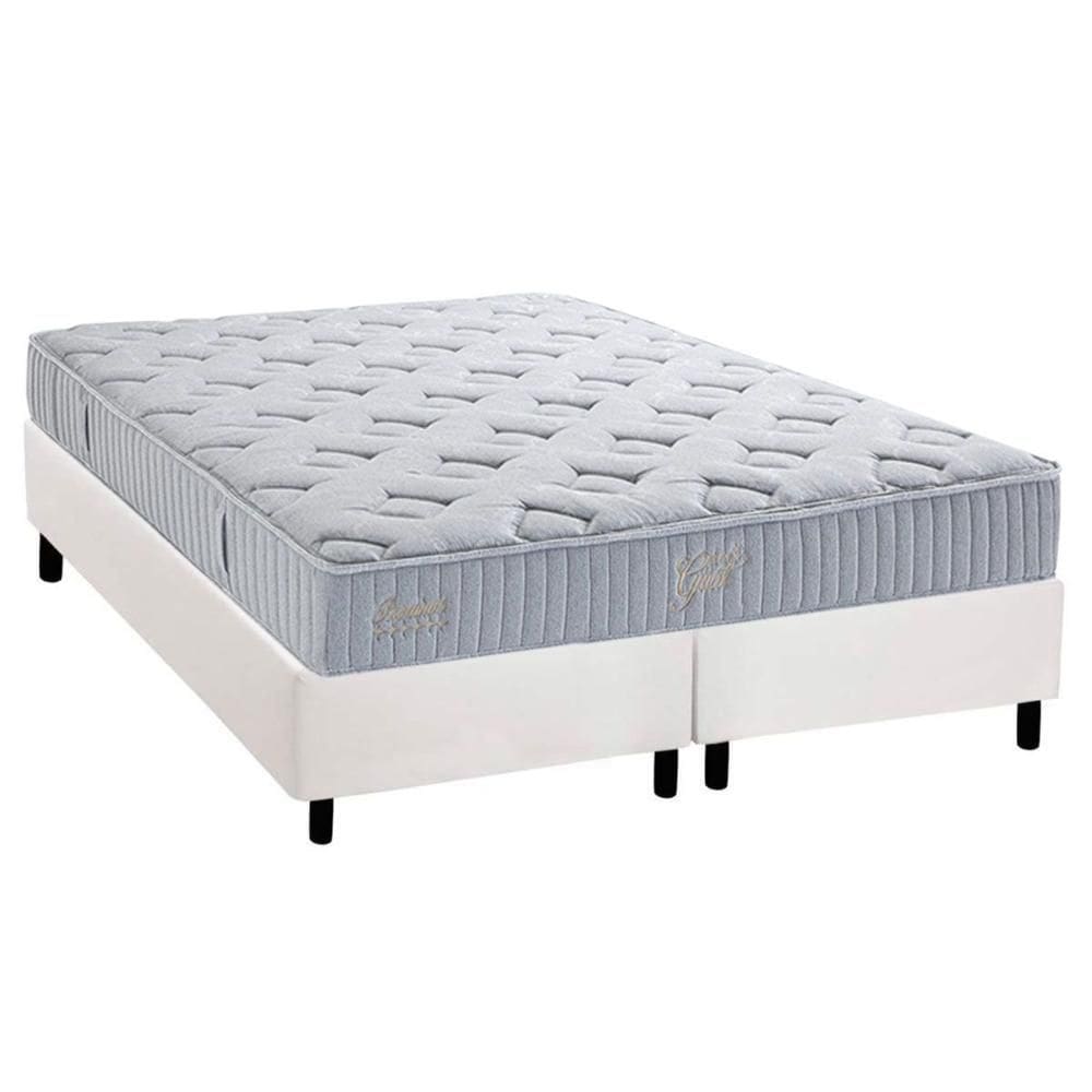 Cama Box King: Colchão Molas Ensacadas Herval Premium + Base CRC Corano White (193x203)