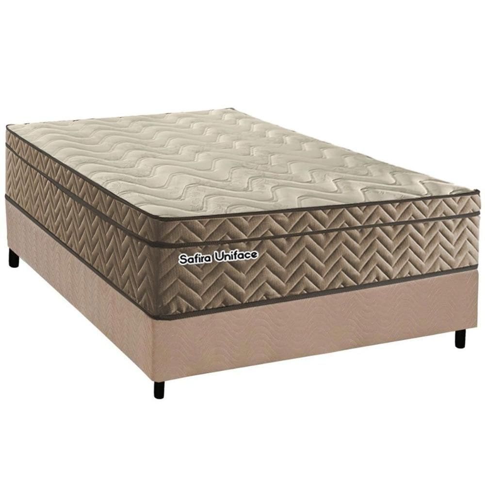 Cama Box Casal: Colchão Molas Ensacadas Paropas Safira Uniface + Base CRC Suede Clean (138x188)