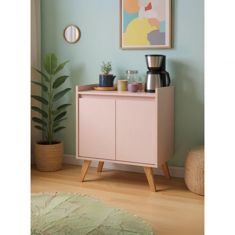 Aparador Buffet 60cm Retro Mdf Rosa Madri - On Móveis