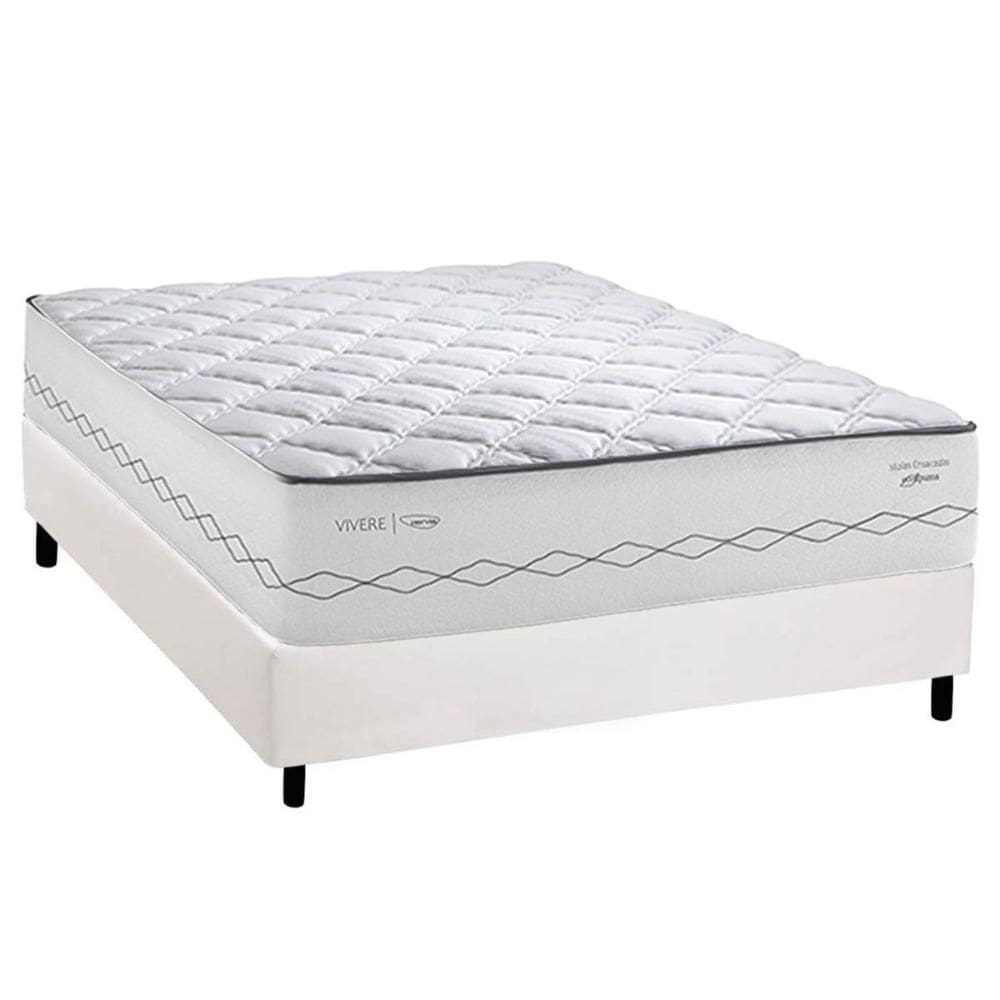 Cama Box Casal: Colchão Molas Molas Ensacadas Ensacadas Herval C1721 + Base CRC Corano White (138x188)