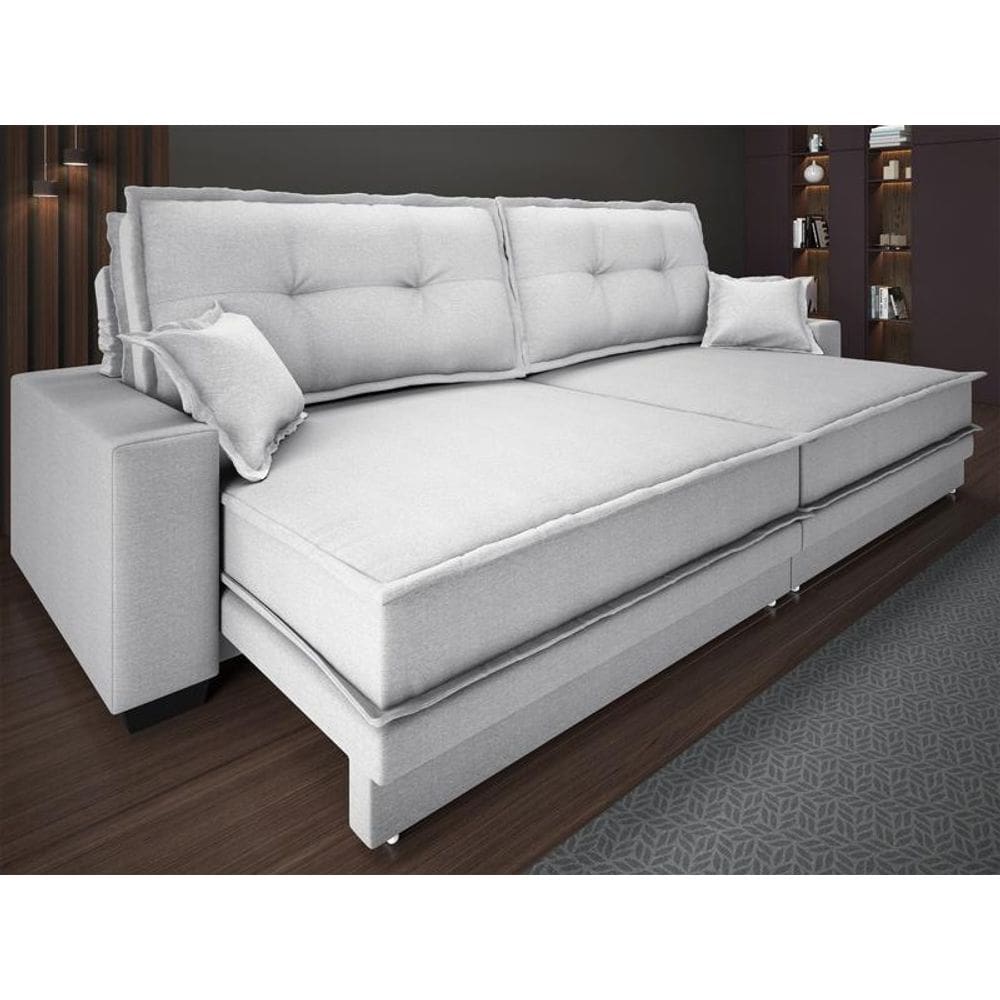 Sofá Palermo 2,40m Retrátil e Reclinável Linho Soft - NETSOFAS